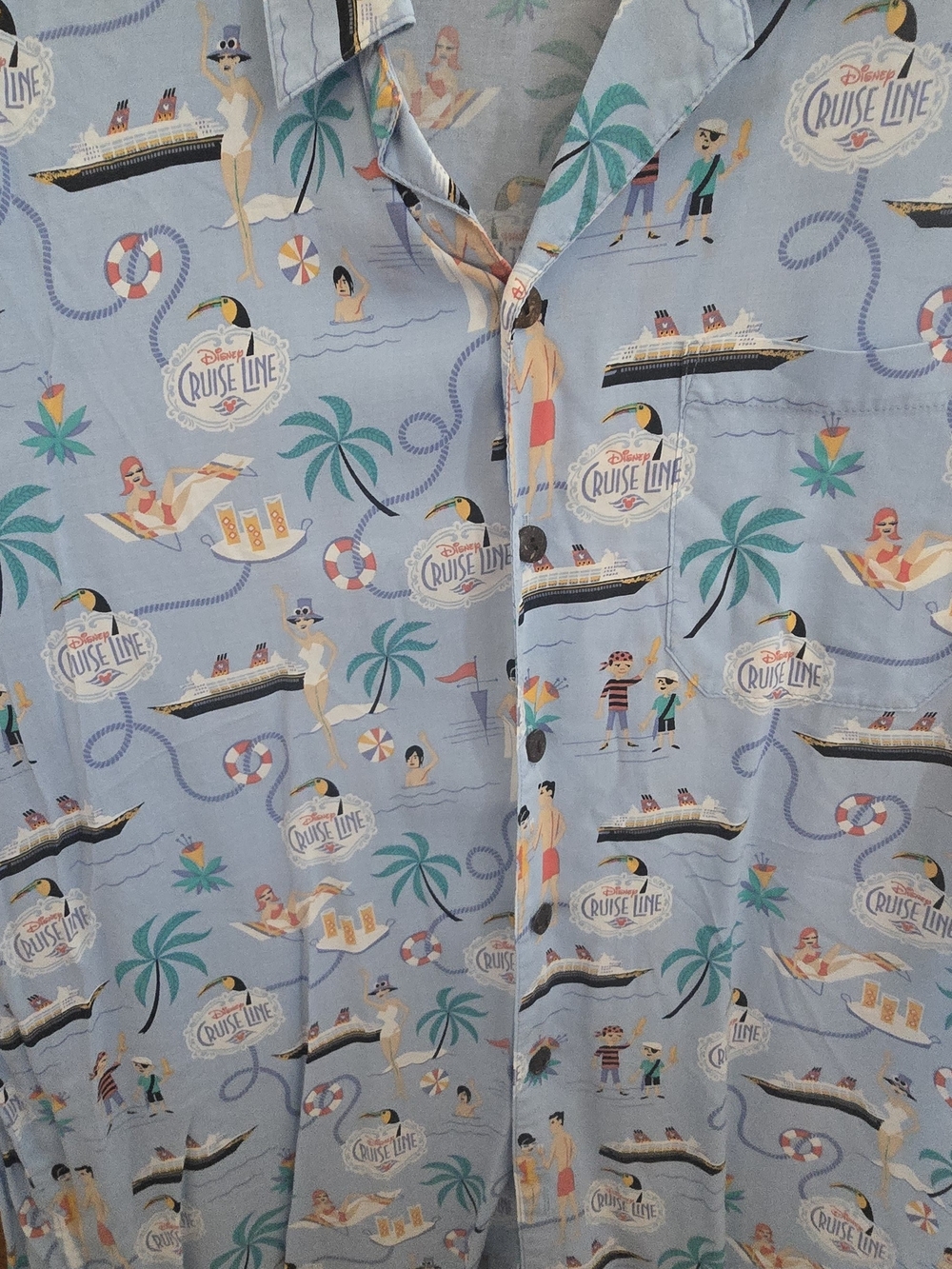 Disney Light Blue Men’s Disney Cruise-Print Short-Sleeve Shirt